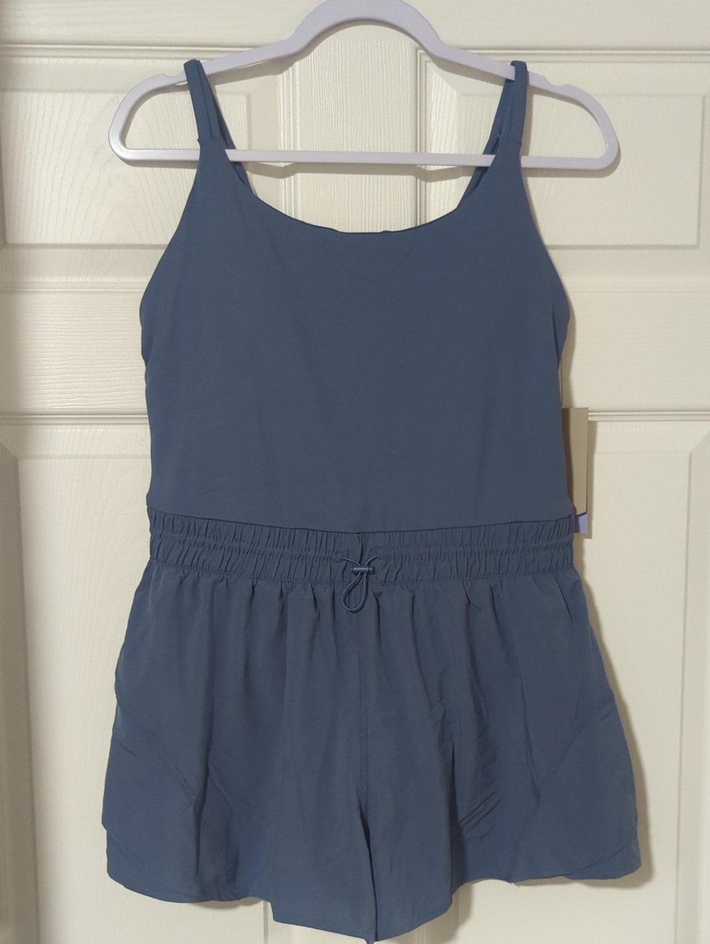 Avia Slate Blue Tank Romper with Elastic Waist